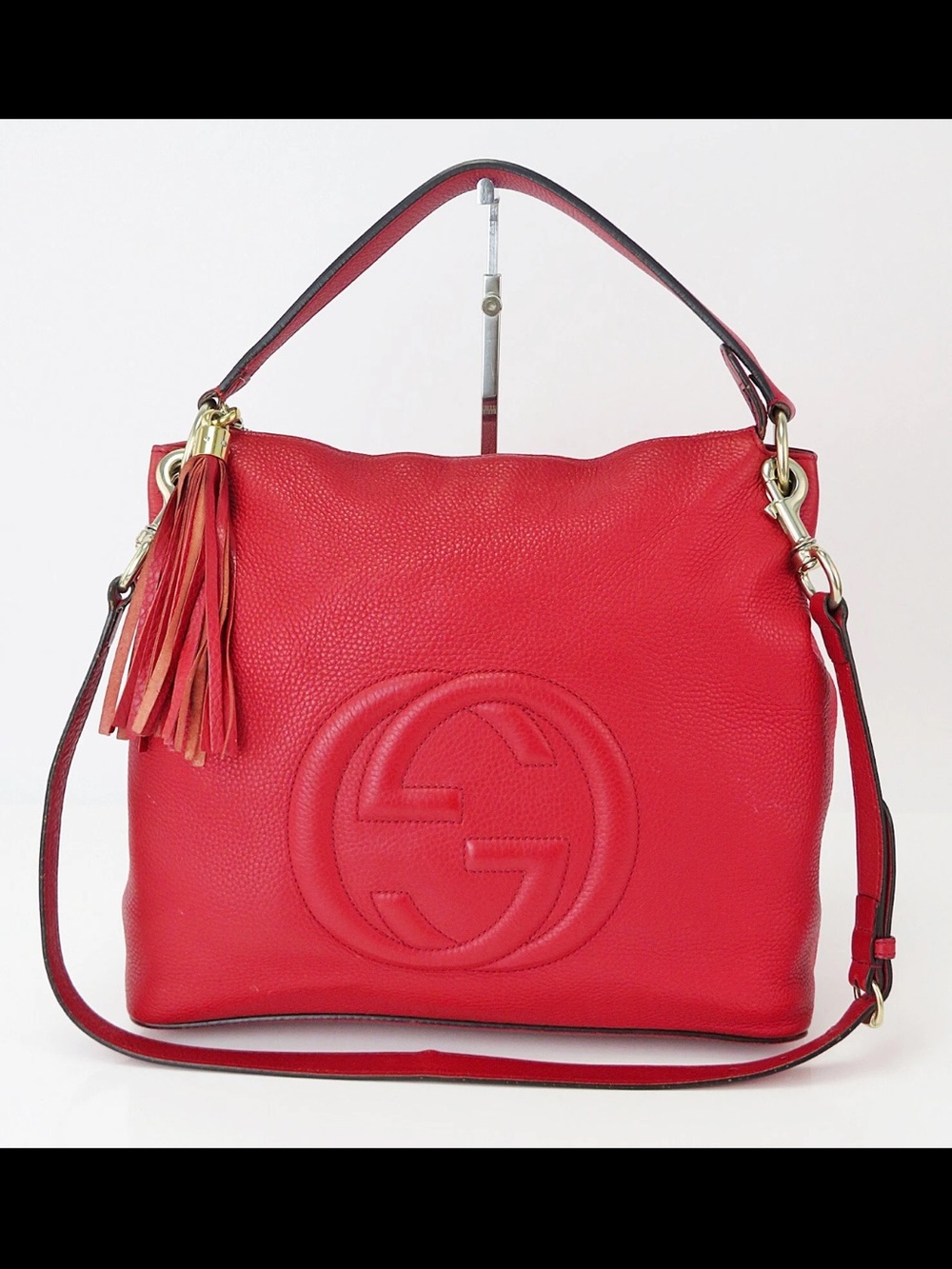 Gucci Red Leather Shoulder Hobo with Tassel